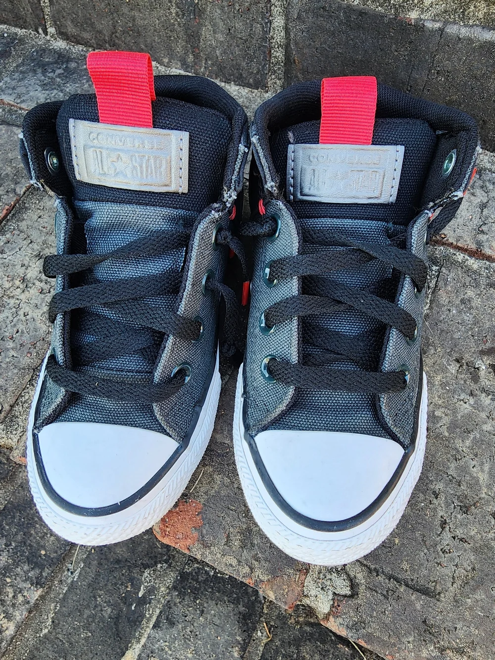 Converse Kids Black and Gray High-Top Canvas Sneakers